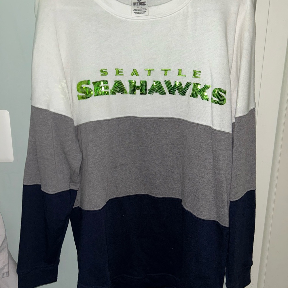 Victoria's Secret Colorblock Crewneck Sweater - White, Gray, Navy